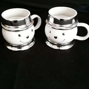 NWT Harry Slatkin Vintage Signed Snowman New Ceramic Silver Porcelain